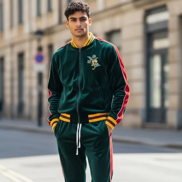 Hudson Green Navy Red Velour Tracksuit Men’s Size XL - Picture 15 of 15